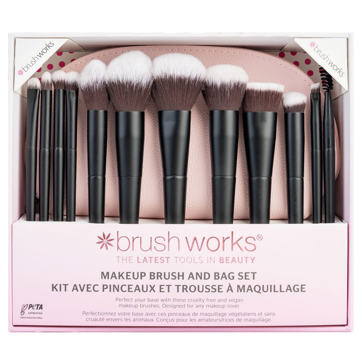 Brushworks Makeup Brush & Bag Set, 12 Brushes