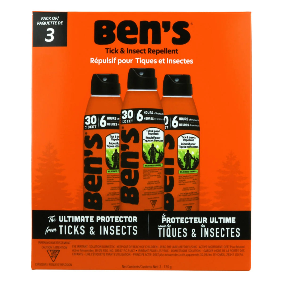 Ben's 30 Tick & Insect Repellent, 3 x 170 g