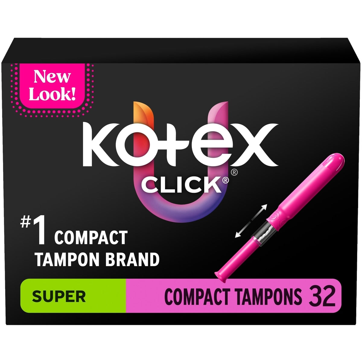 Click Compact Tampons, Super,  32 ct 
U By Kotex
