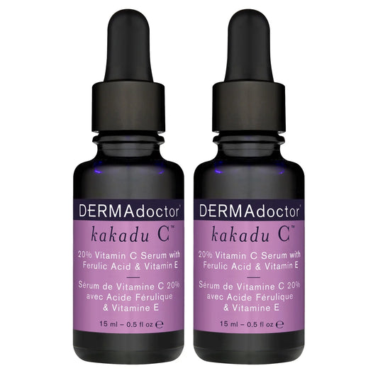 DERMAdoctor Kakadu C Serum, 2 × 15 mL, 20% Vitamin C with Ferulic Acid and Vitamin E