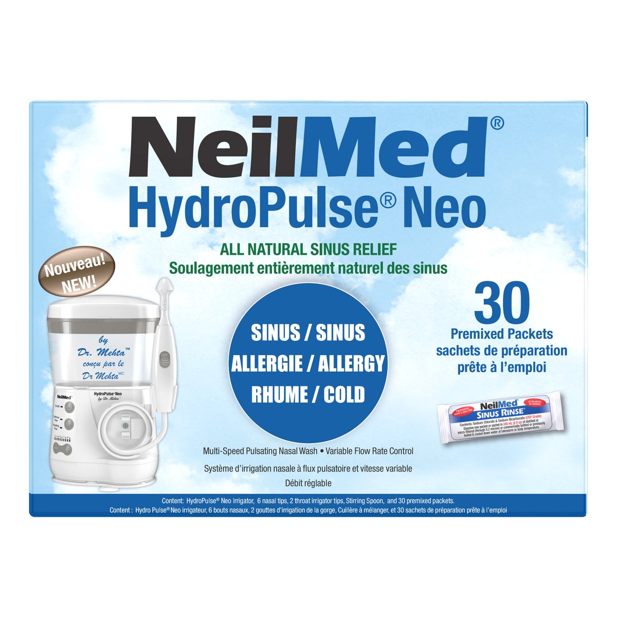 NeilMed HydroPulse Neo with 30 Rinse Packets