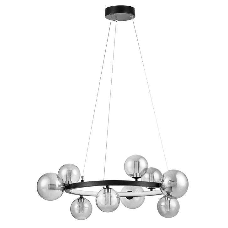Lightica Luna Black LED Pendant with Smoked Globes