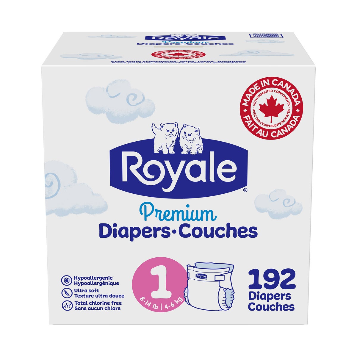 Royale Premium Baby Diapers, Sizes 1 - 2