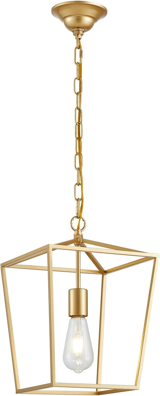 ANJIADENGSHI Gold Lantern Cage Pendant, 1-Light