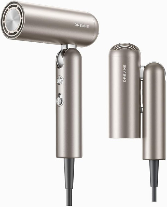 DREAME Pocket Pure High-Speed Hair Dryer, Lightweight Foldable Blow Dryer with 110,000 RPM Motor, Ionic Care, 5 Modes, Travel Bag, Quiet Fast Drying for Frizz-Free Hair