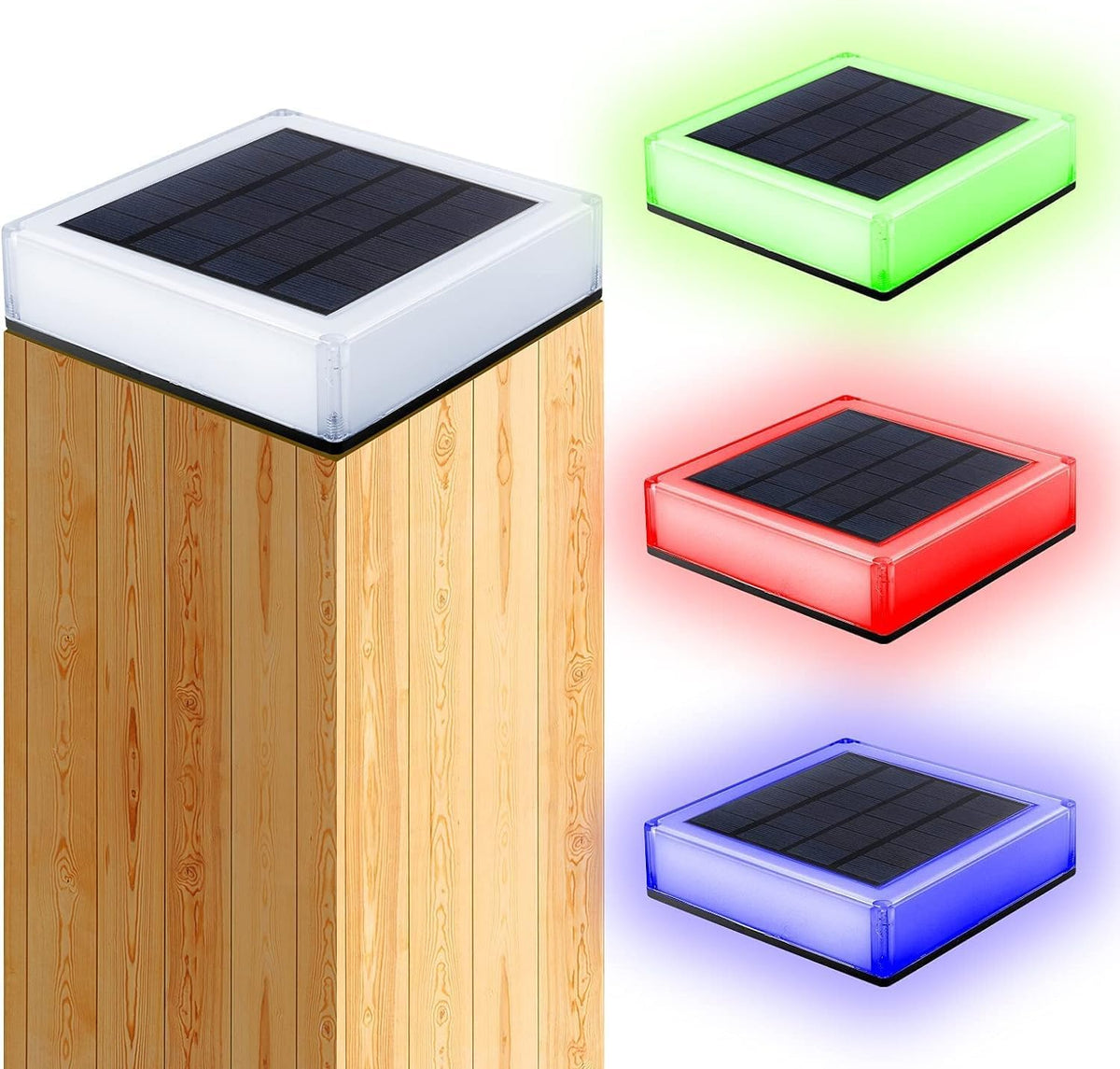 RGB Solar Post Cap Lights, 4-Pack
