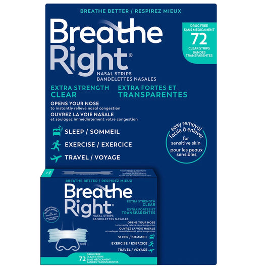 Breathe Right Extra Clear Nasal Strips, 72-Count