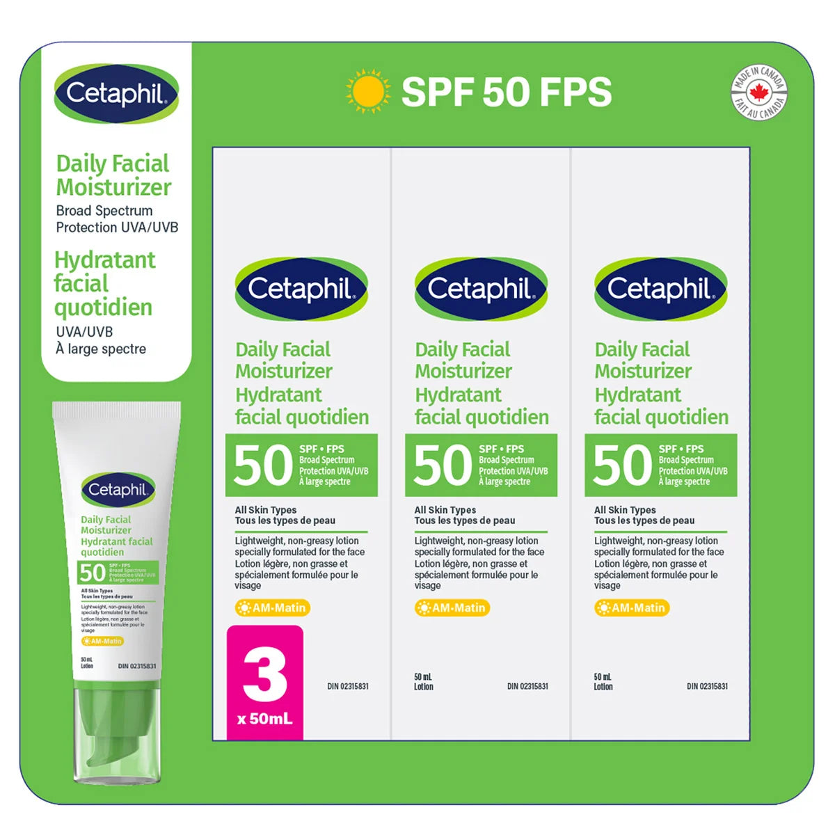 Cetaphil daily facial SPF 50  3 x 50 ml