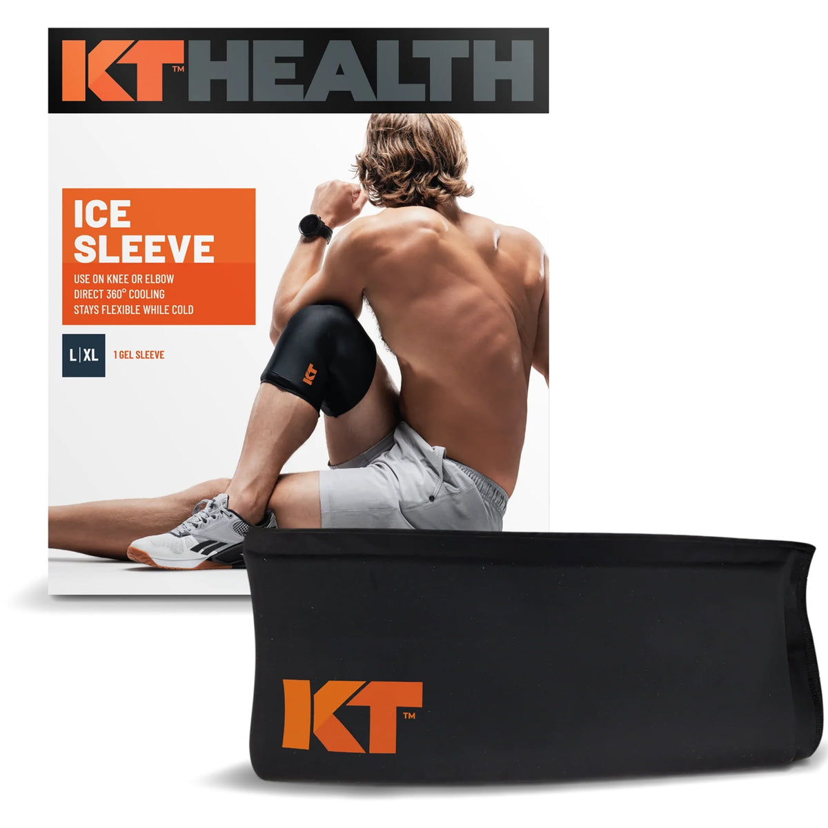 KT Health Recovery+ Knee and Elbow Ice Sleeve - L/XL - Black