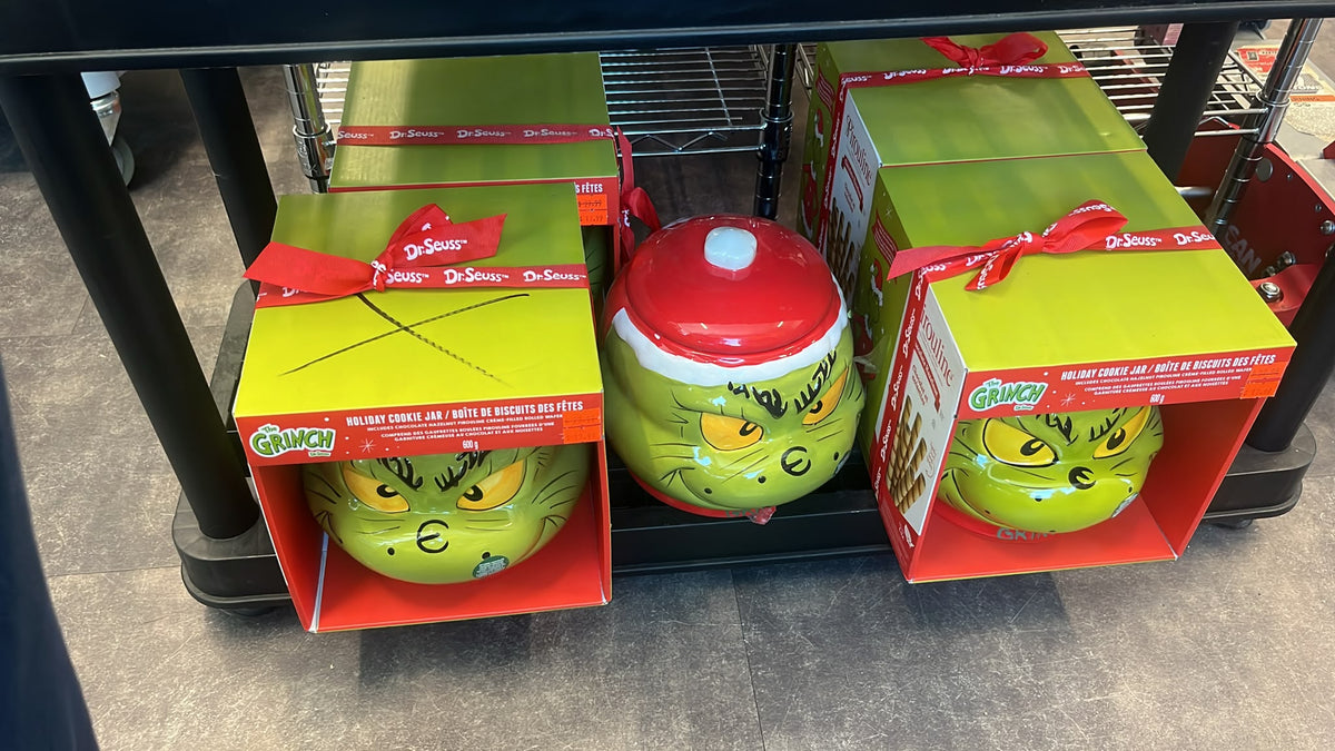 Actual Grinch jars. One empty jar with lid per purchase, no wafers; jars sold separately.