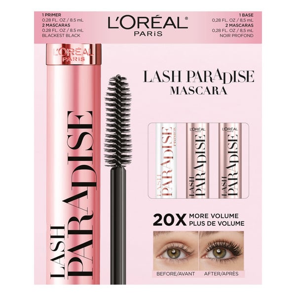 L’Oréal Lash Paradise Mascara and Primer Set, 2 Mascaras + 1 Primer