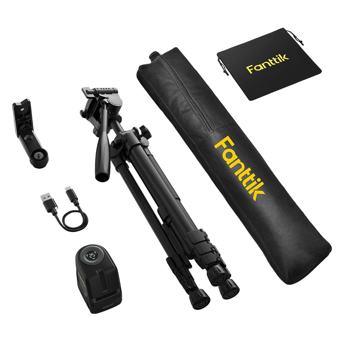Fanttik D100 PRO tripod and supplied accessory set